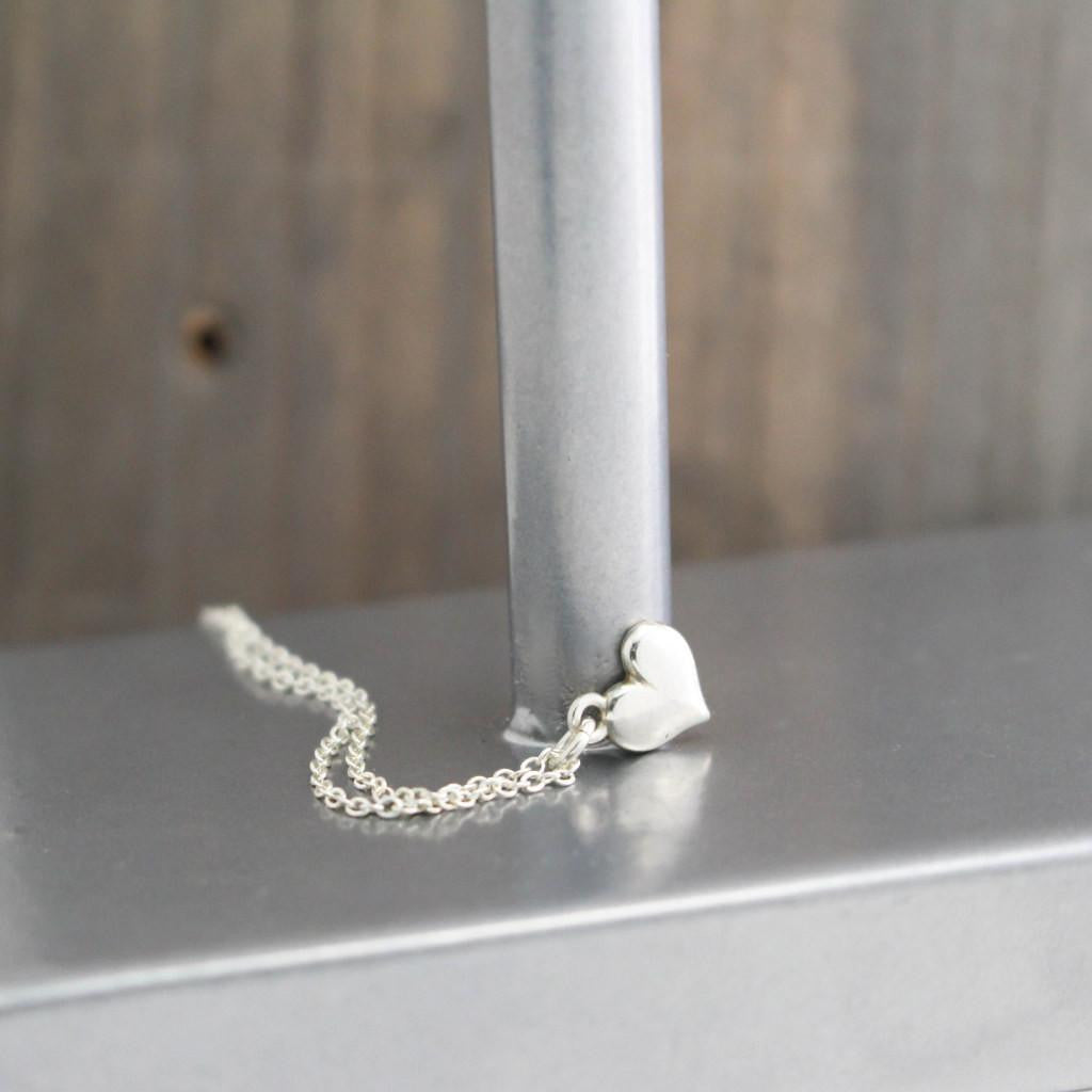 Sterling Silver Modern Heart Necklace- Womens Heart Charm Necklace-Womens-LittleGreenRoomJewelry-LittleGreenRoomJewelry